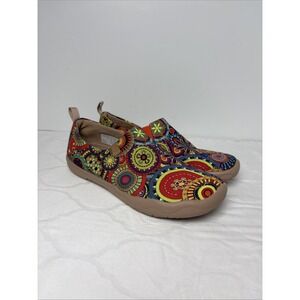 UIN Toledo Collection Blossom Painted Shoes Women Size 7 Canvas Slip-On Colorful